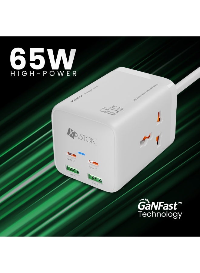 اكساستون مقبس طاقة PowerHive بقوة 65 واط بتقنية GaN مع شحن سريع، ودعم توصيل الطاقة عبر منفذ USB-C، وهيكل من البولي كربونات المقاوم للحريق، ومقبس حائط صغير الحجم، وكابل بطول 1.8 متر، وشحن آمن، مثالي للمنزل والمكتب ومحطات العمل (NMF101) - Image 4